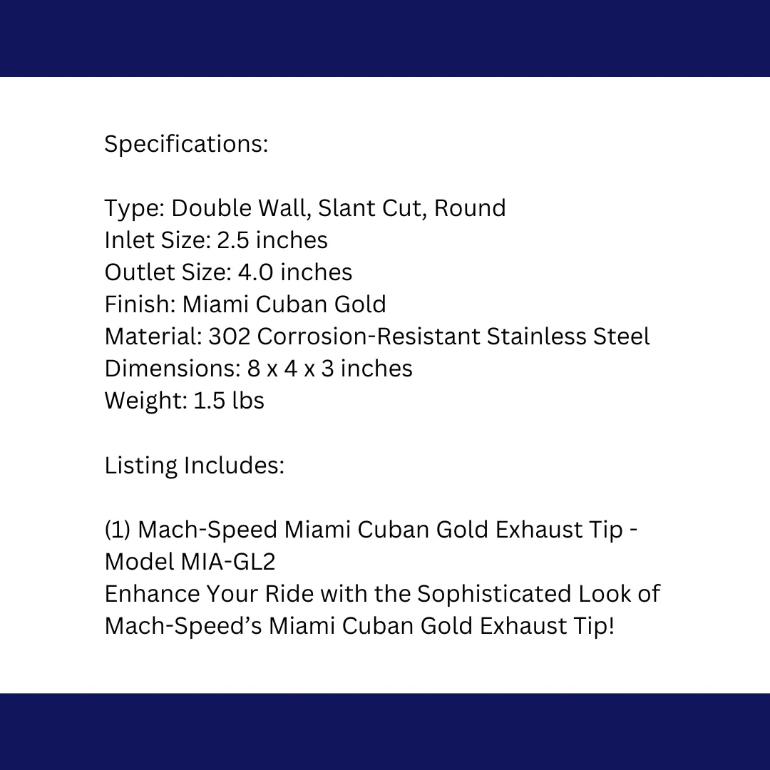 Single Round Double Wall Slant Cut Tip Miami Gold Bolt-On-MIA-GL2