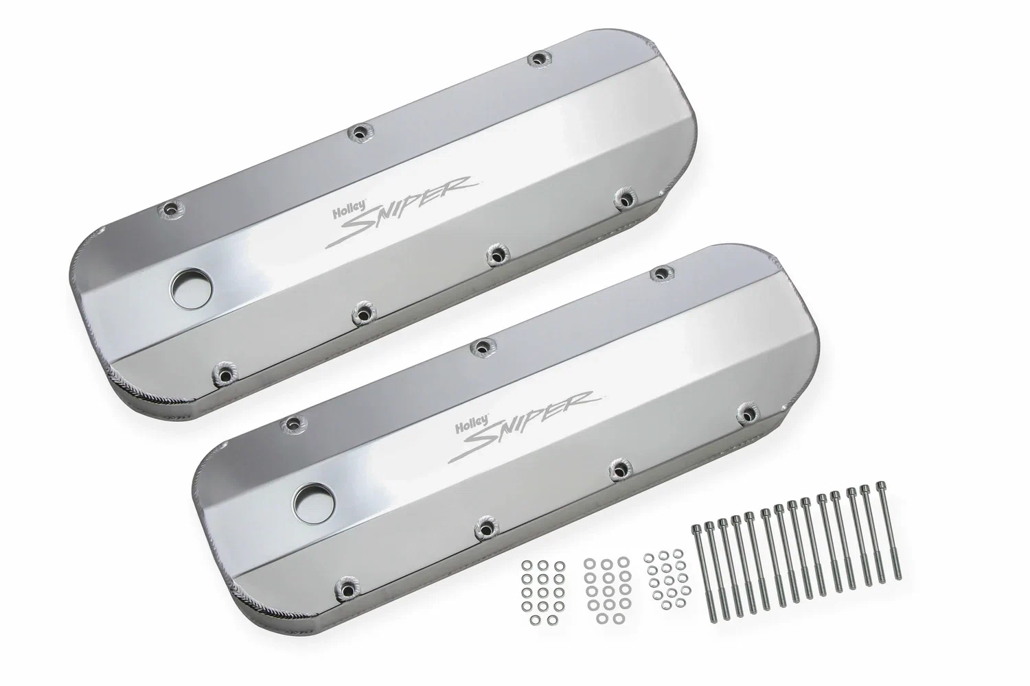 Sniper Fabricated Aluminum Valve Cover - Chevy Big Block - Silver Fini