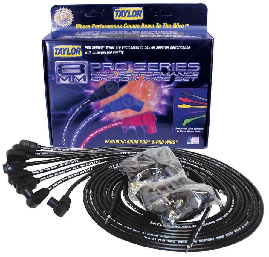 Spark Plug Wire Set Universal 8mm Silicone 180_ 0 ohm_ft Prowire Solid 70064