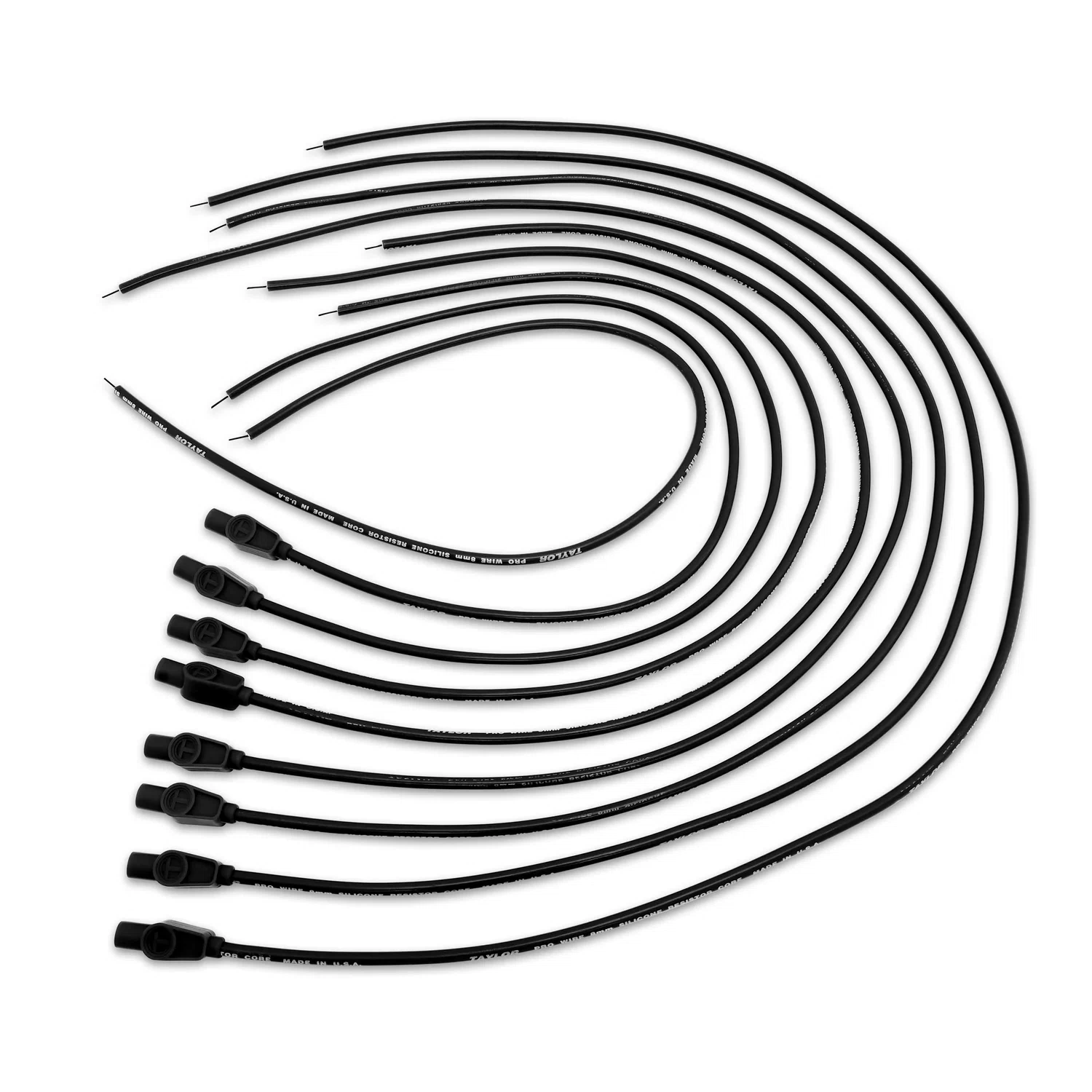 Spark Plug Wire Set Universal 8mm Silicone Pro Wire 180_ 3500 ohm_ft Black 70055