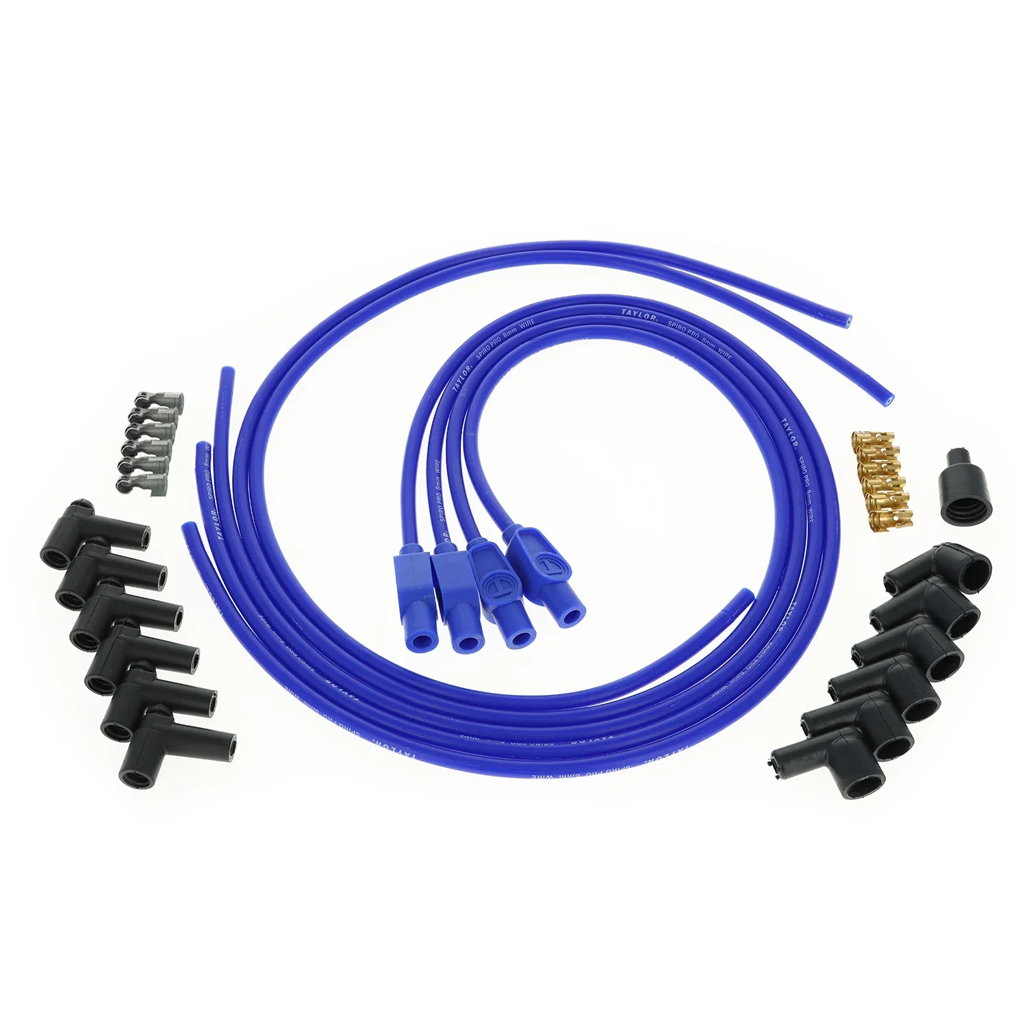 Spark Plug Wire Set Universal 8mm Silicone Spiro Pro 180_ 350 ohm_ft Blue 73635