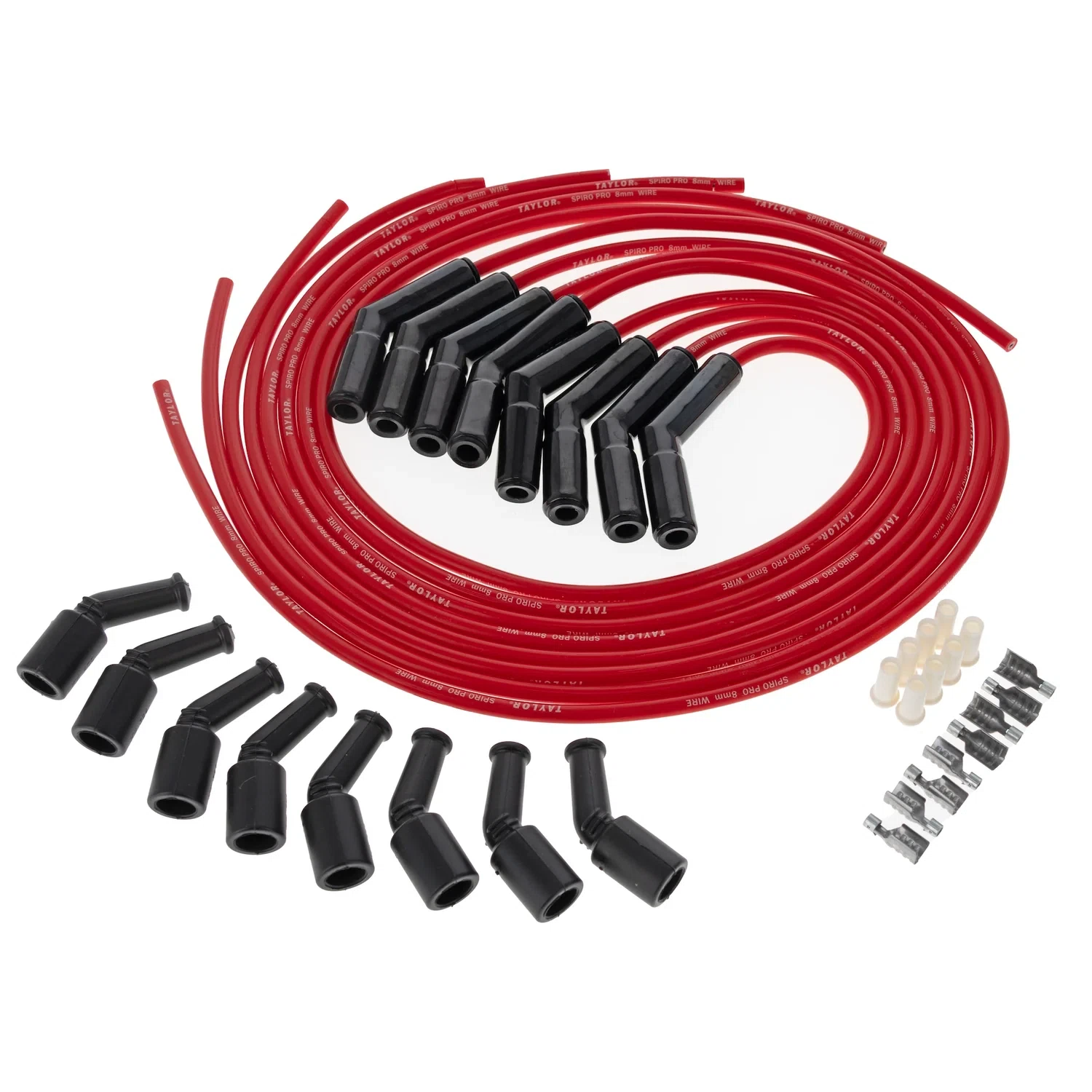 Spark Plug Wire Set Universal Silicone Spiro Pro 8mm 135_ 350 ohm_ft Red 75263-B