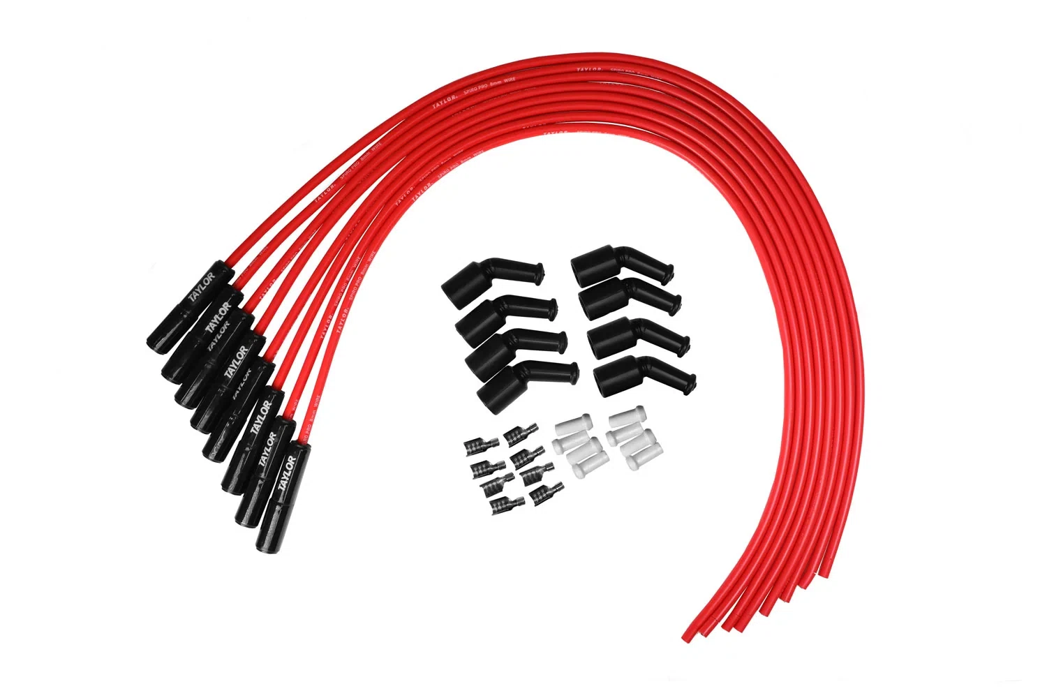 Spark Plug Wire Set Universal Silicone Spiro Pro 8mm 180_ 350 ohm_ft Red 75265-B