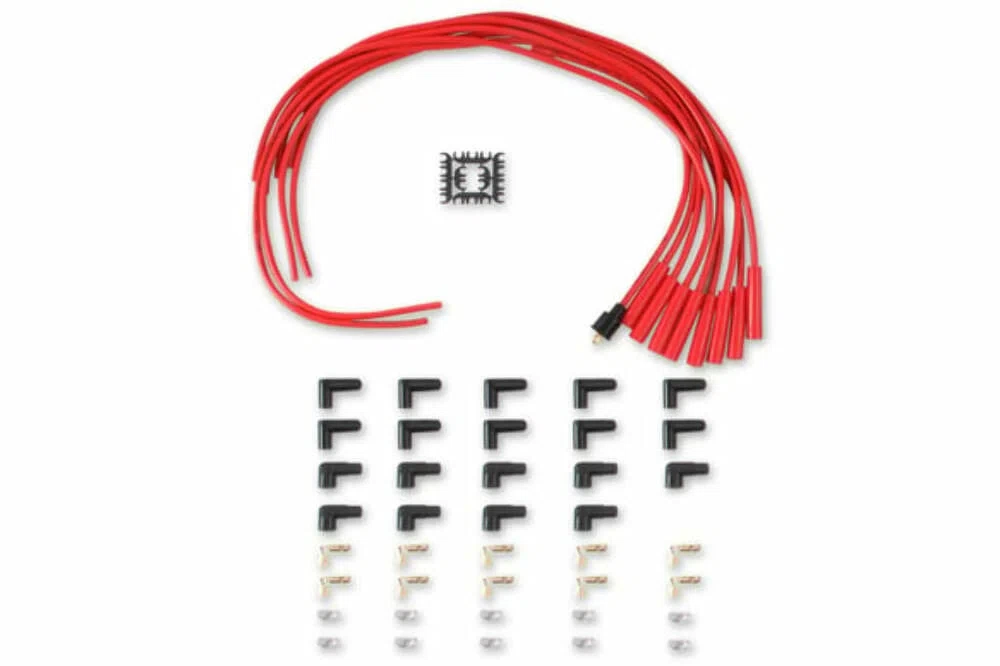 Spark Plug Wire Set- 8mm - Red Wire with Red Straight Boots - 4040R