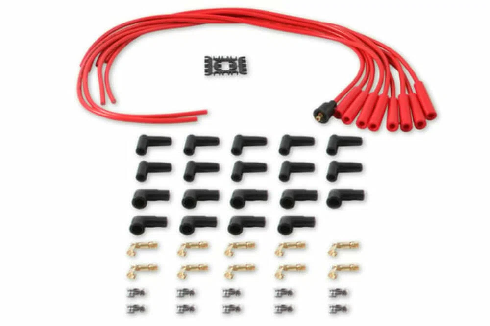 Spark Plug Wire Set- 8mm - Red Wire with Red Straight Boots - 4040R