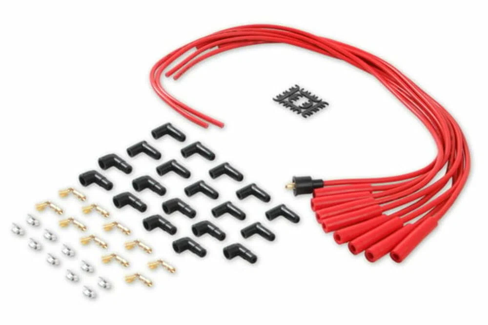 Spark Plug Wire Set- 8mm - Red Wire with Red Straight Boots - 4040R