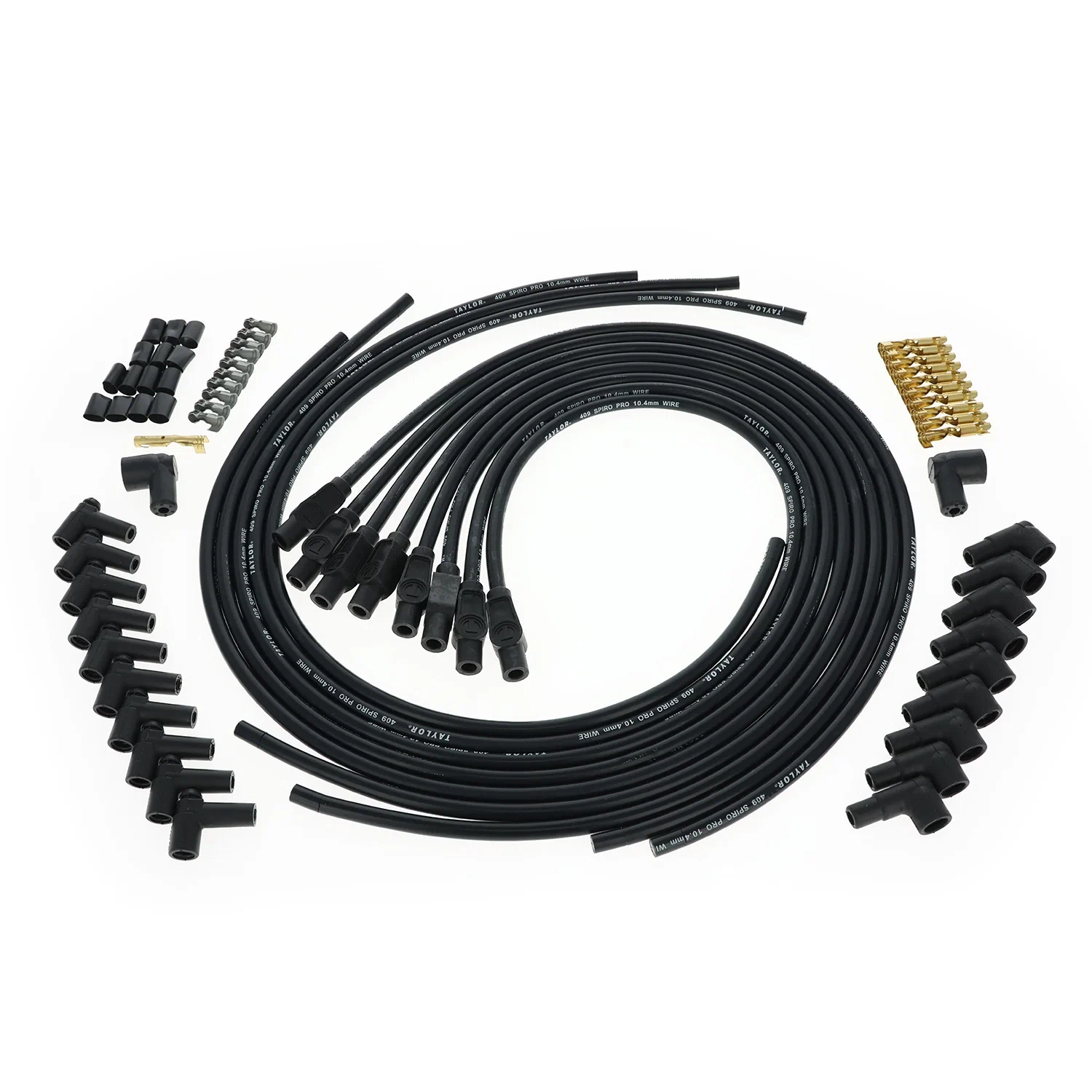 Spark Plug Wire Set Universal 10.4mm Silicone Spiro Pro 409 409 180_ Black 79055
