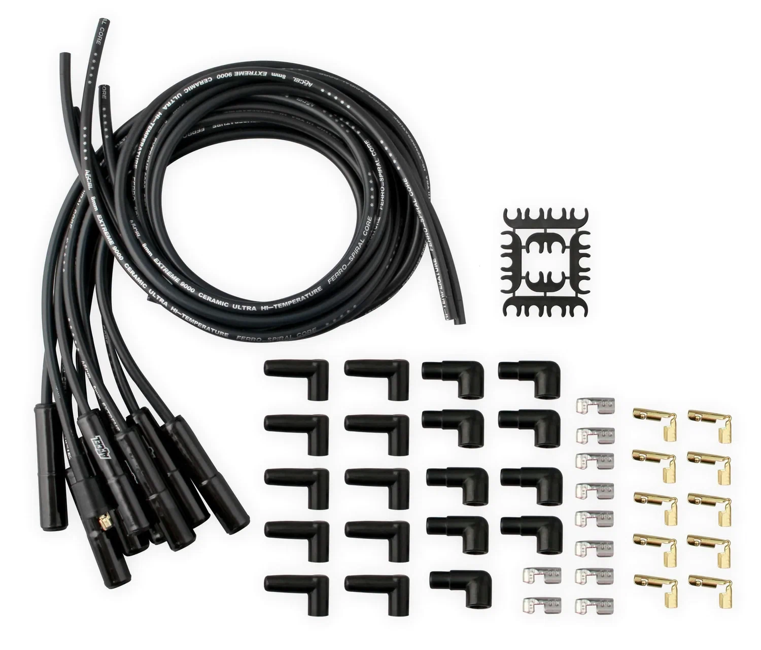 Spark Plug Wire Set - Universal - 180 Deg Black Ceramic Boots - 9000CK