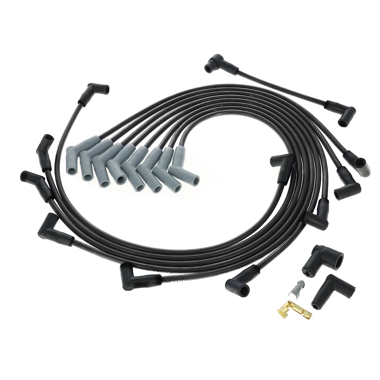Spark Plug Wire Set Universal 8.2mm Silicone Thundervolt 40 ohm_ft Black 84058