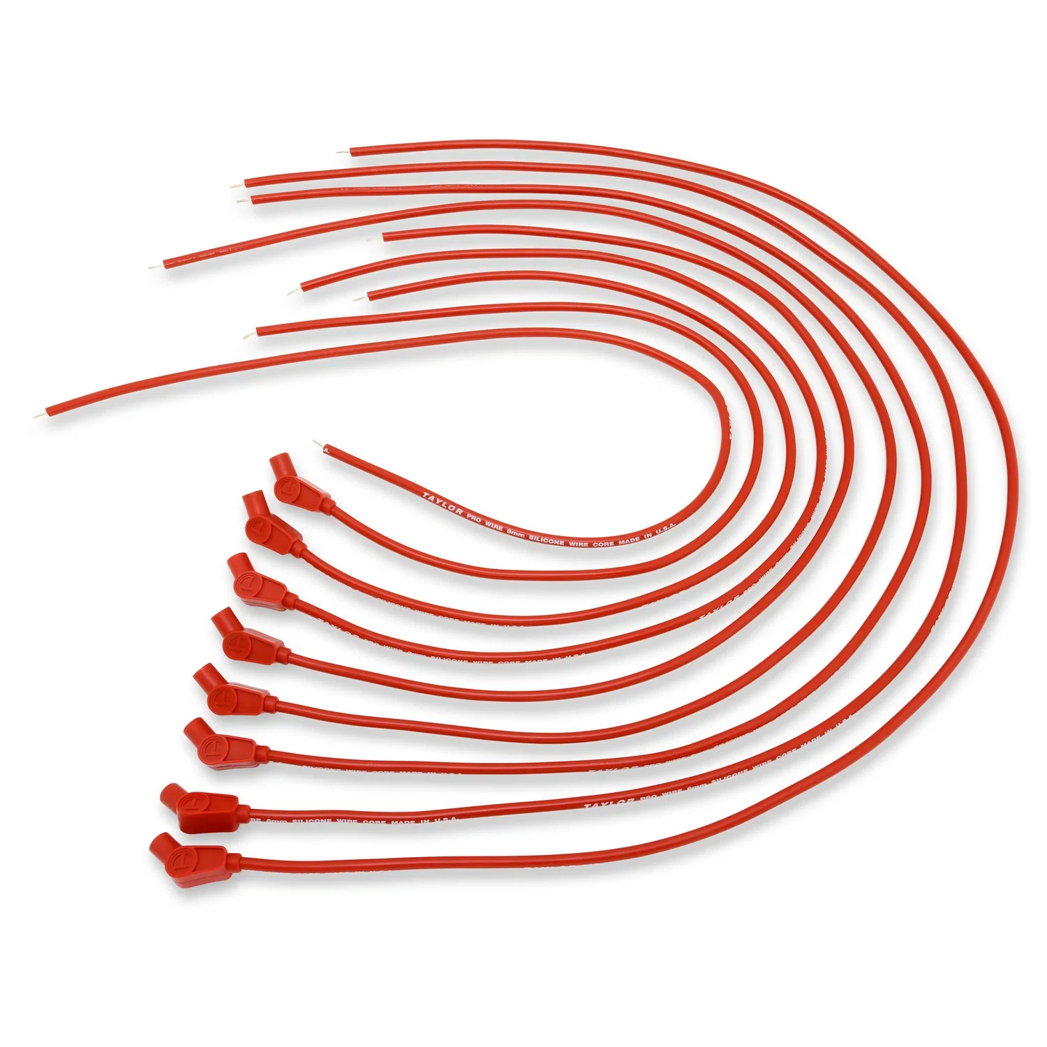 Spark Plug Wire Set Universal 8mm Silicone 135_ 0 ohm_ft Prowire Solid Red 70252