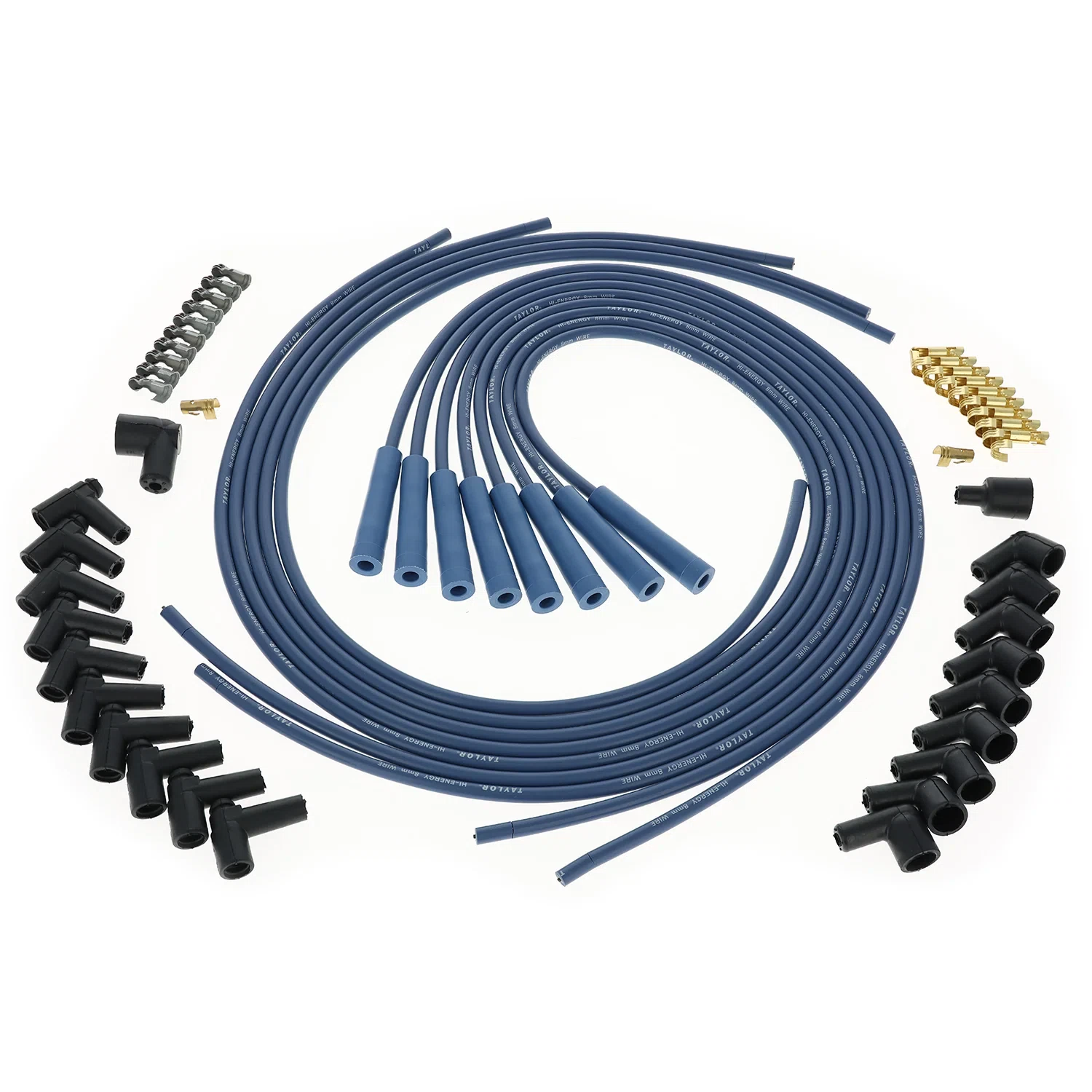 Spark Plug Wire Set Universal 8mm Silicone 180_ 5000 ohm_ft Hi Energy Blue 60655
