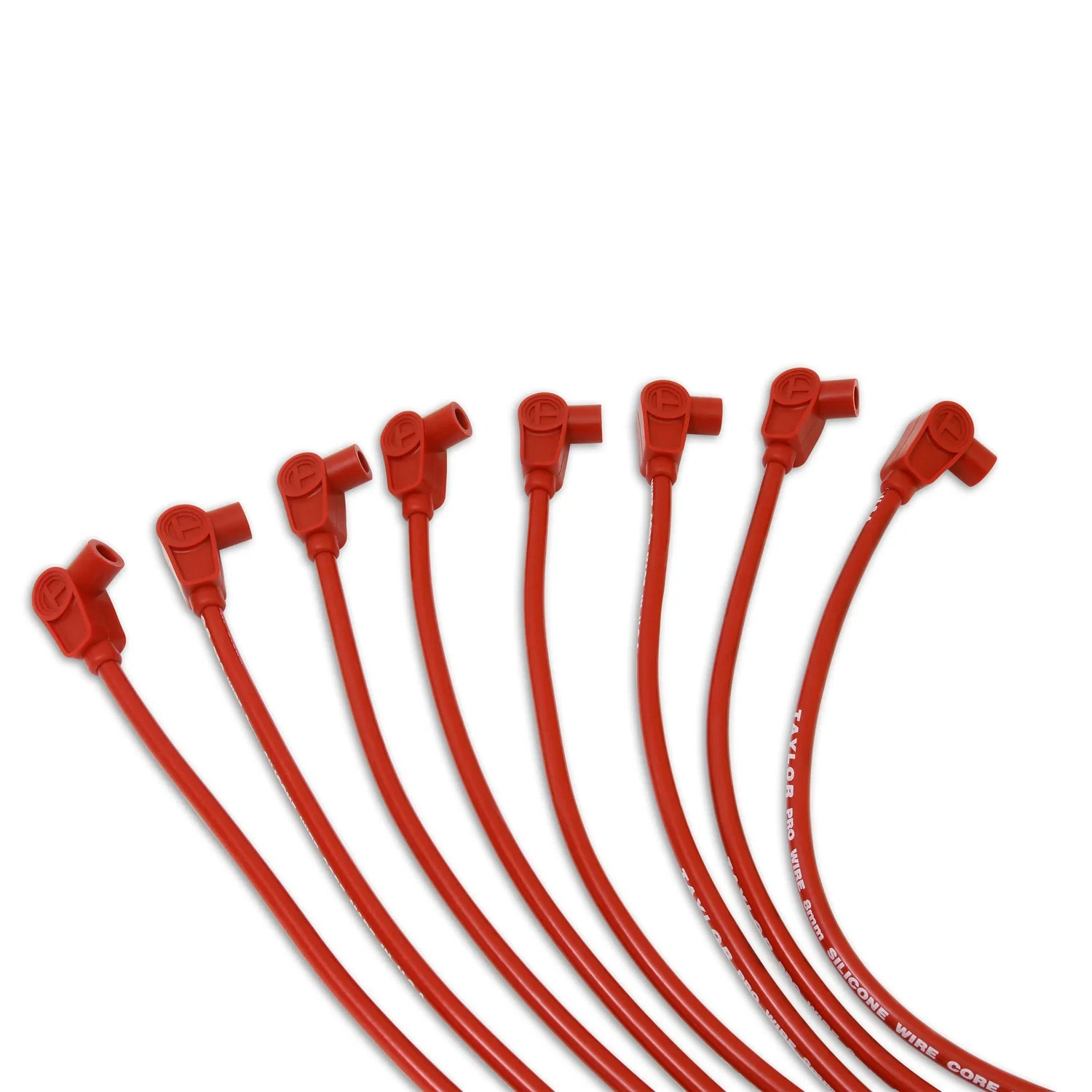 Spark Plug Wire Set Universal 8mm Silicone 90_ 0 ohm_ft Prowire Solid Red 70260