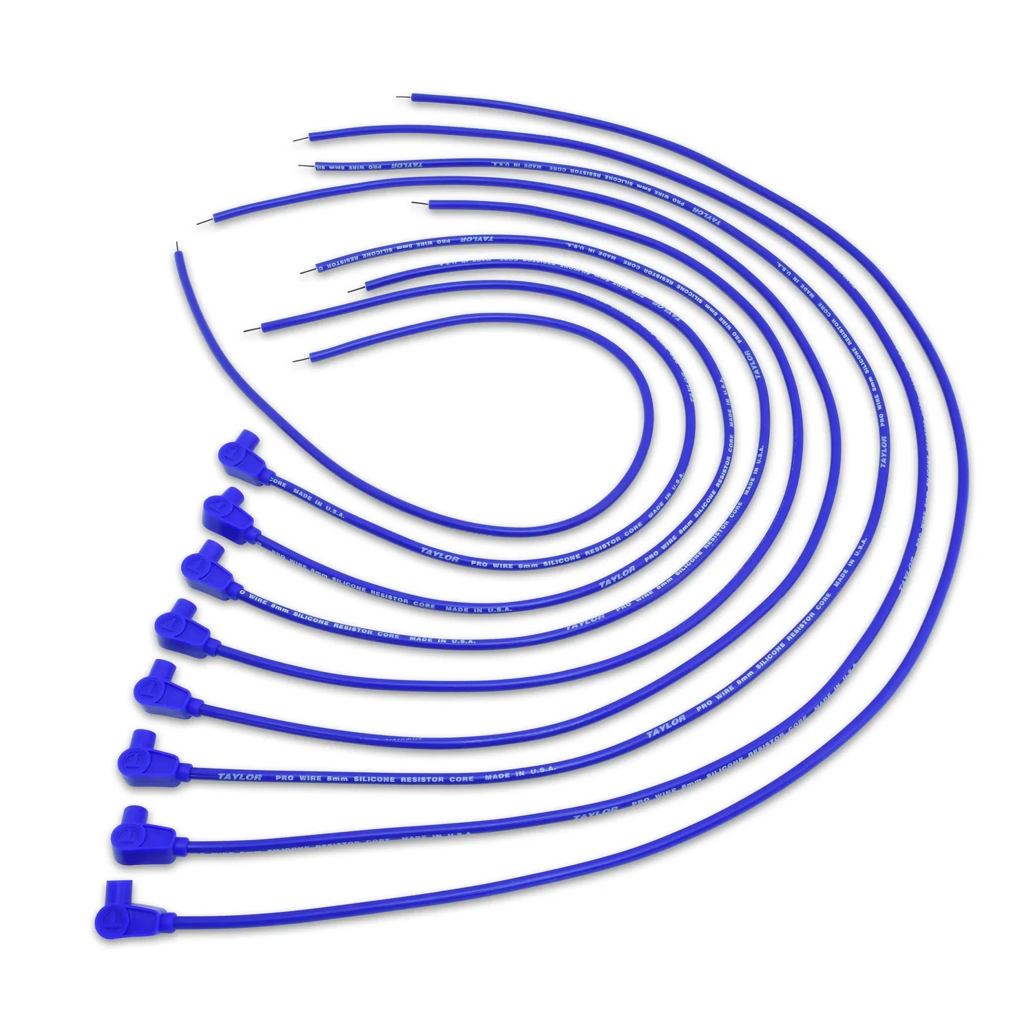 Spark Plug Wire Set Universal 8mm Silicone 90_ 3500 ohm_ft Prowire Blue 70651