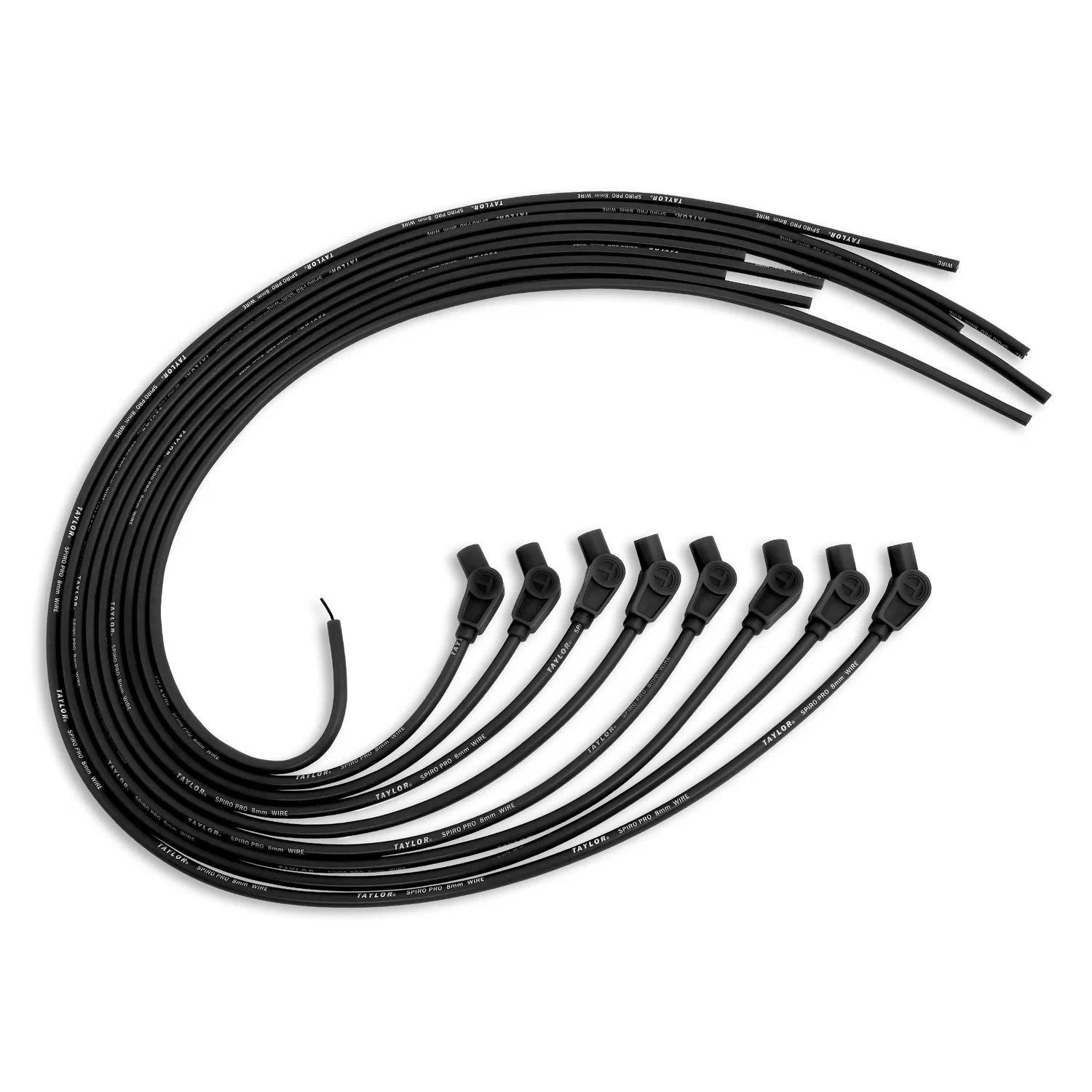 Spark Plug Wire Set Universal 8mm Silicone Spiro Pro 135_ 350 ohm_ft Black 73053