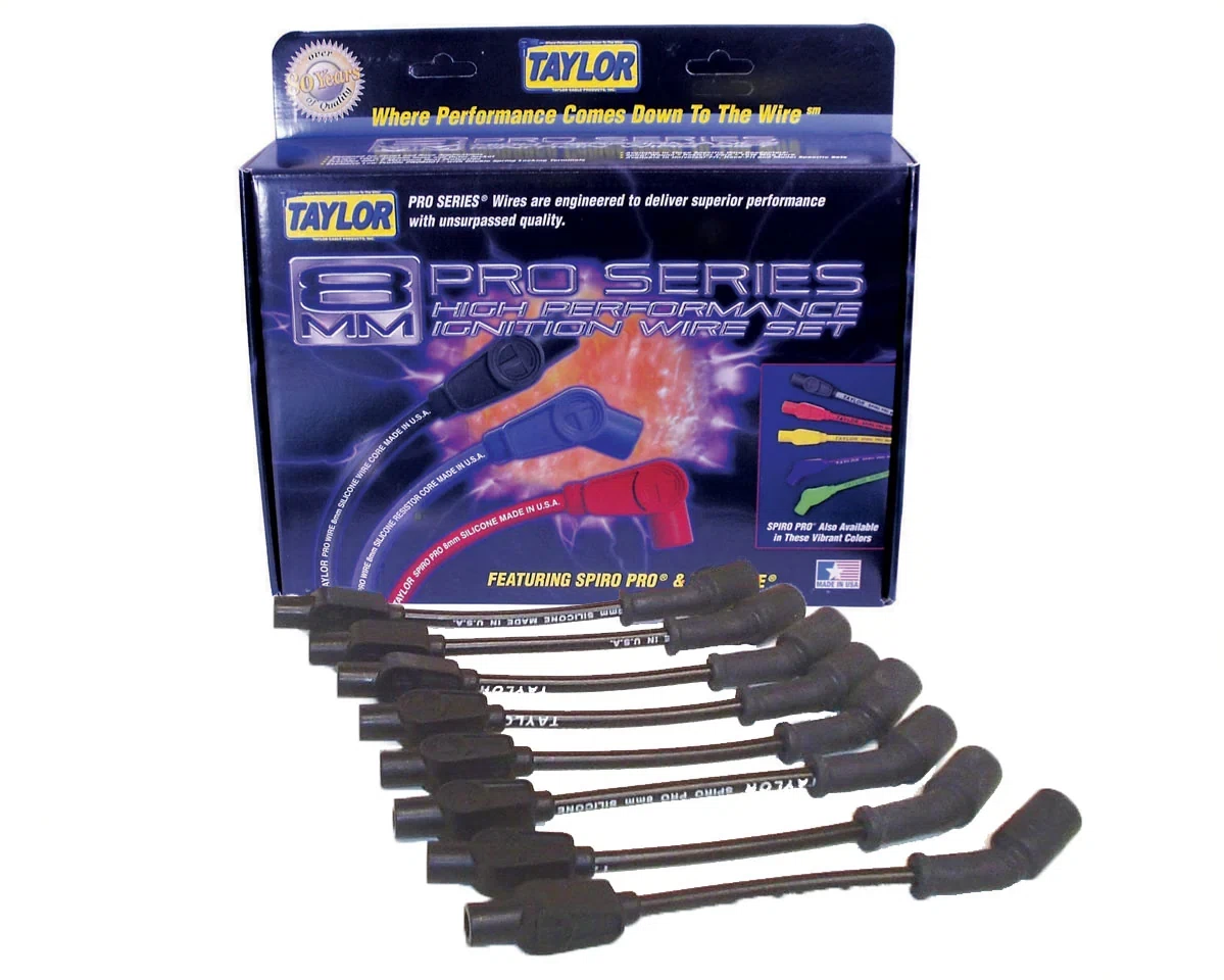 Spark Plug Wire Set Universal 8mm Silicone Spiro Pro 180_ 350 ohm_ft Black 72061
