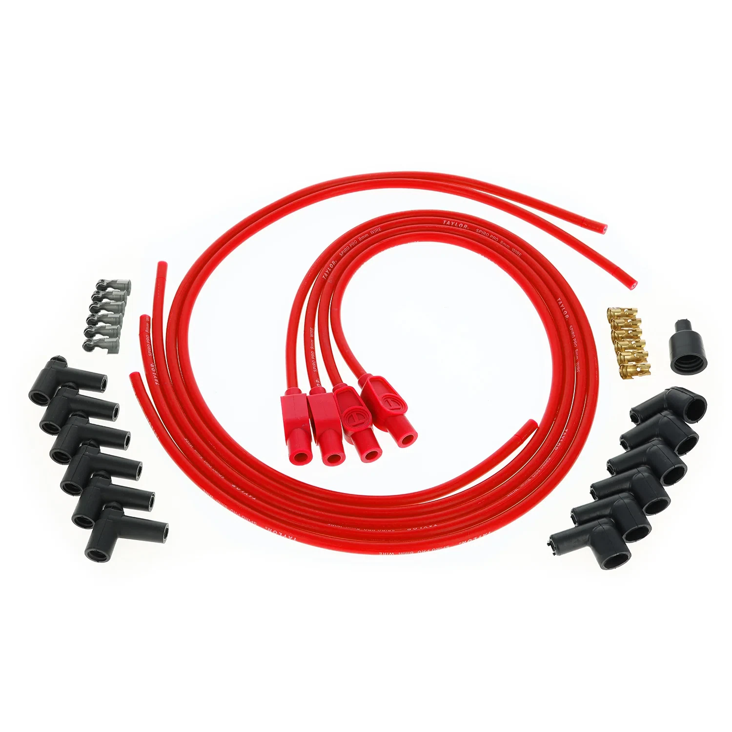 Spark Plug Wire Set Universal 8mm Silicone Spiro Pro 180_ 350 ohm_ft Red 73235