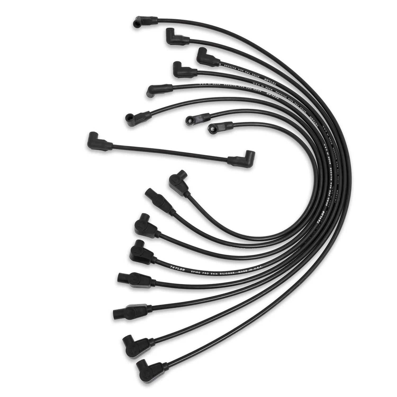 Spark Plug Wire Set Universal 8mm Silicone Spiro Pro 350 ohm_ft Black 74011