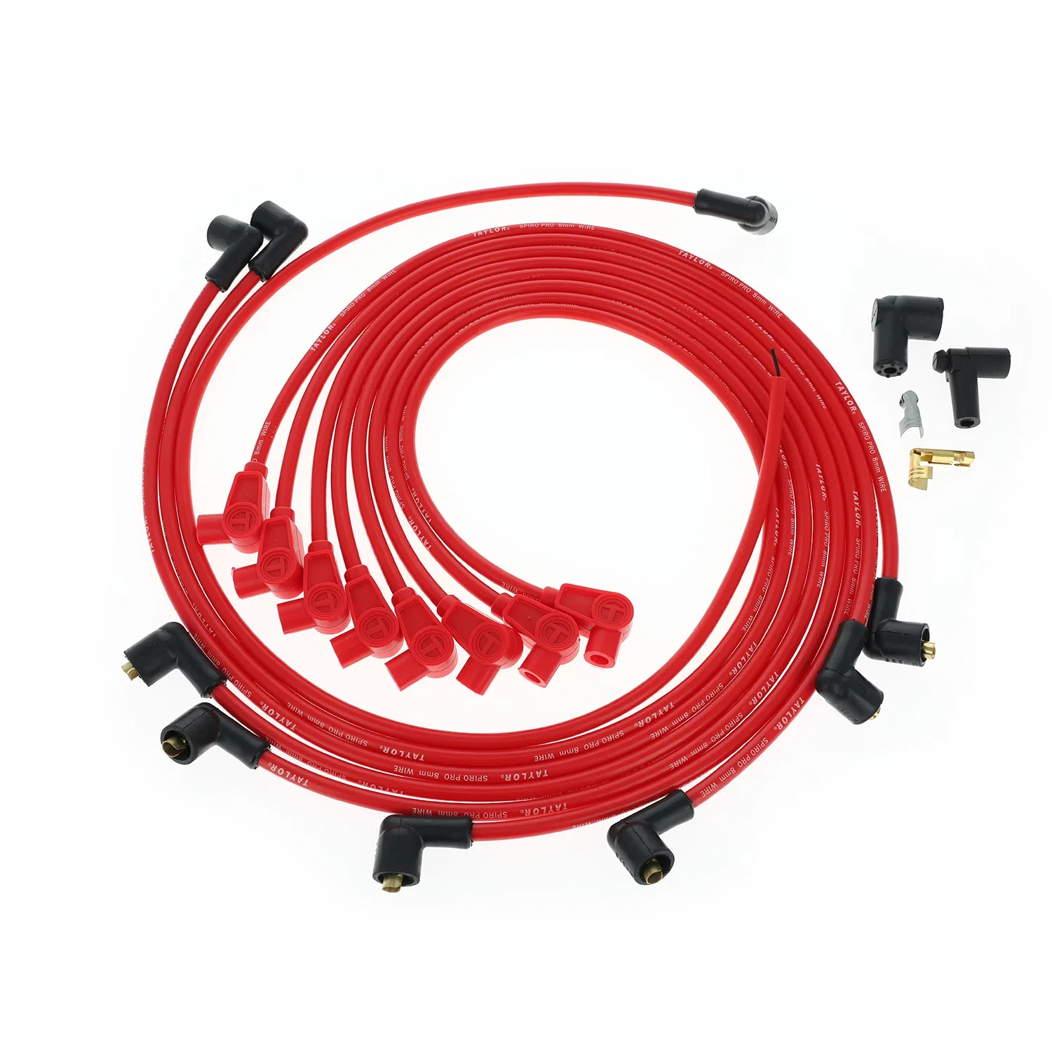 Spark Plug Wire Set Universal 8mm Silicone Spiro Pro 350 ohm_ft Red 76201