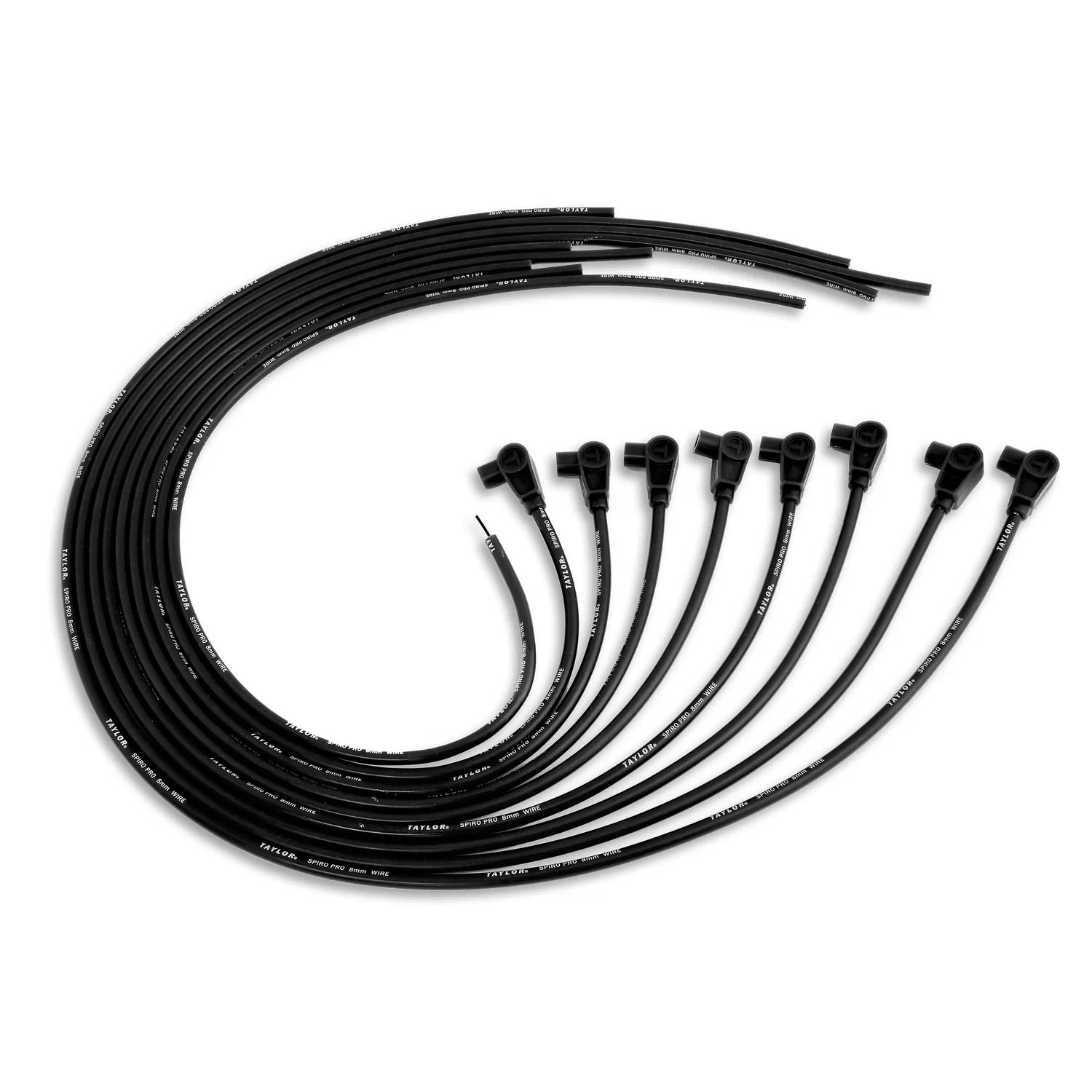 Spark Plug Wire Set Universal 8mm Silicone Spiro Pro 90_ 350 ohm_ft Black 73051