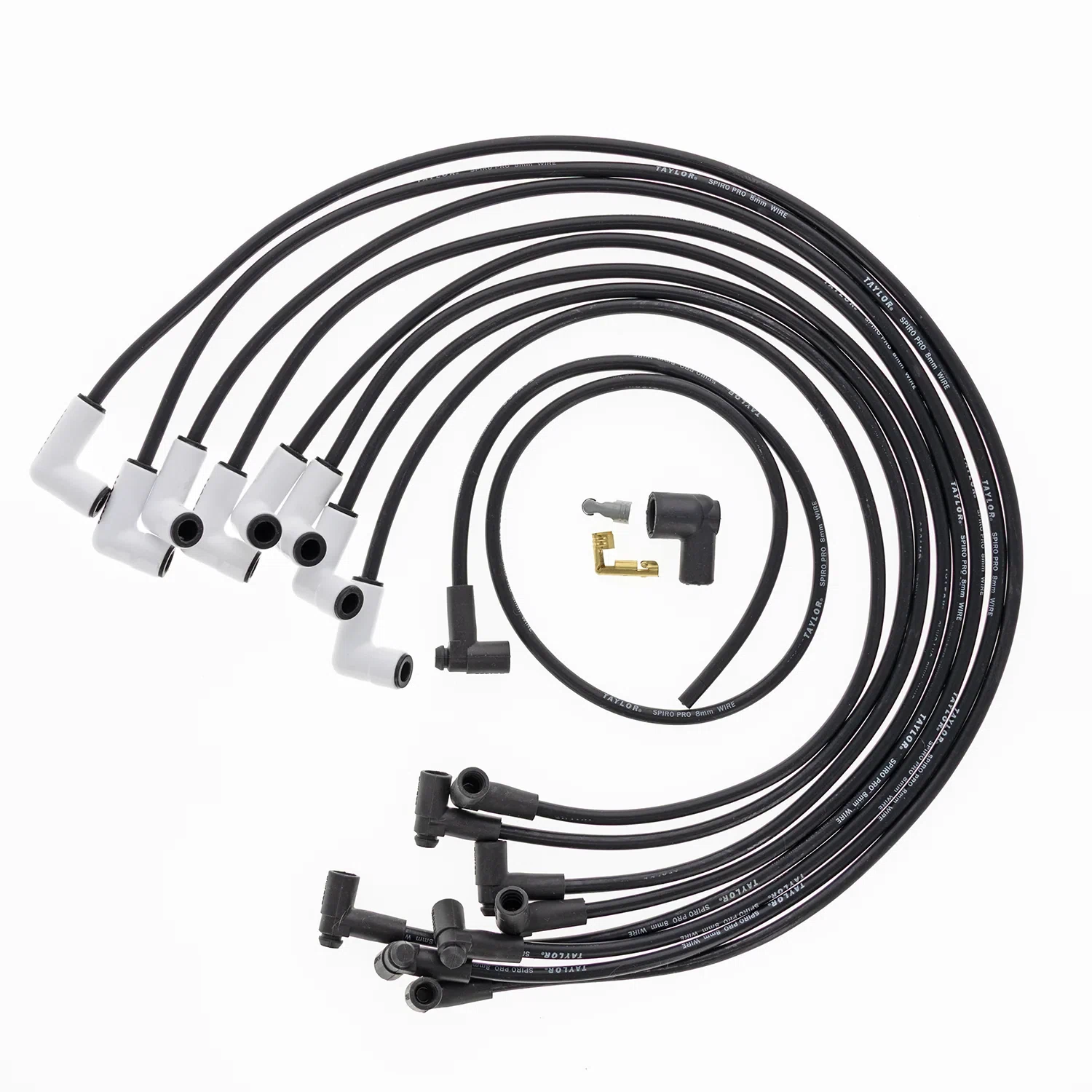 Spark Plug Wire Set Universal 8mm Silicone Spiro Pro 90_ 350 ohm_ft Black 75002