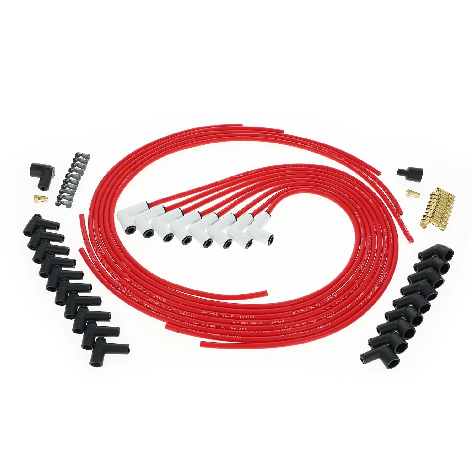 Spark Plug Wire Set Universal 8mm Silicone Spiro Pro 90_ 350 ohm_ft Red 75251