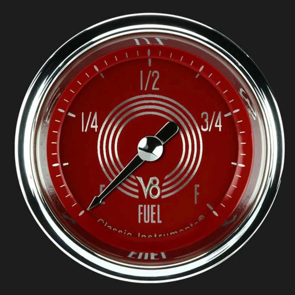 V8 Red Steelie 2 1_8_ Fuel Gauge V8RS109SHC