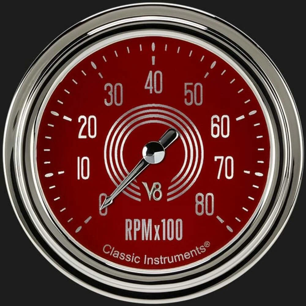 V8 Red Steelie 2 5_8_ Tachometer V8RS383SLC