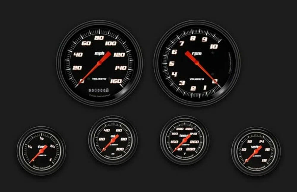 Velocity Black Six Gauge Set 351 VS351BBLF