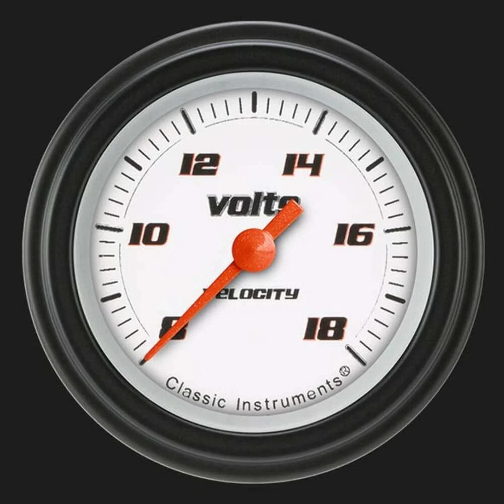 Velocity White 2 1_8_ Voltage Gauge VS130WBLF