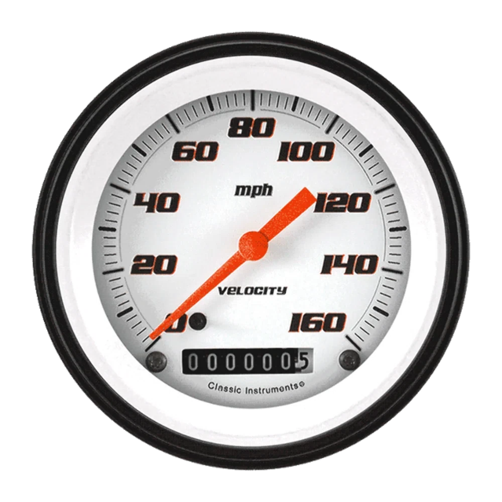 Velocity White 3 3_8_ Speedometer VS55WBLF