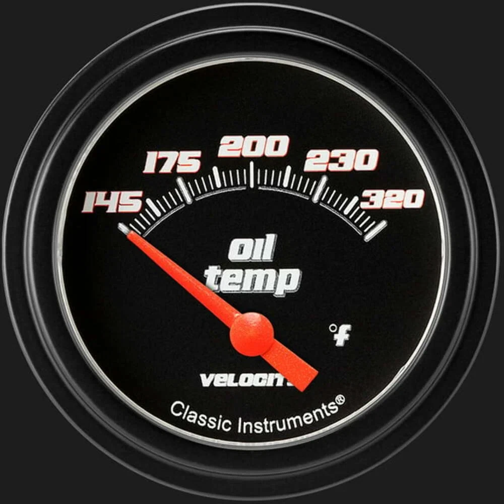 Velocity Black 2 5_8_ Oil Temperature Gauge VS228BBLF