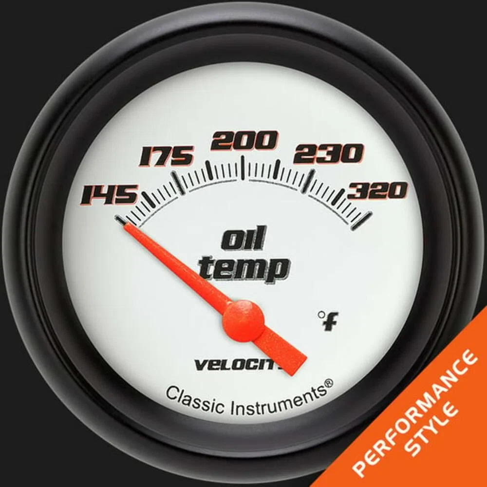 Velocity White 2 5_8_ Oil Temperature Gauge VS228WBPF