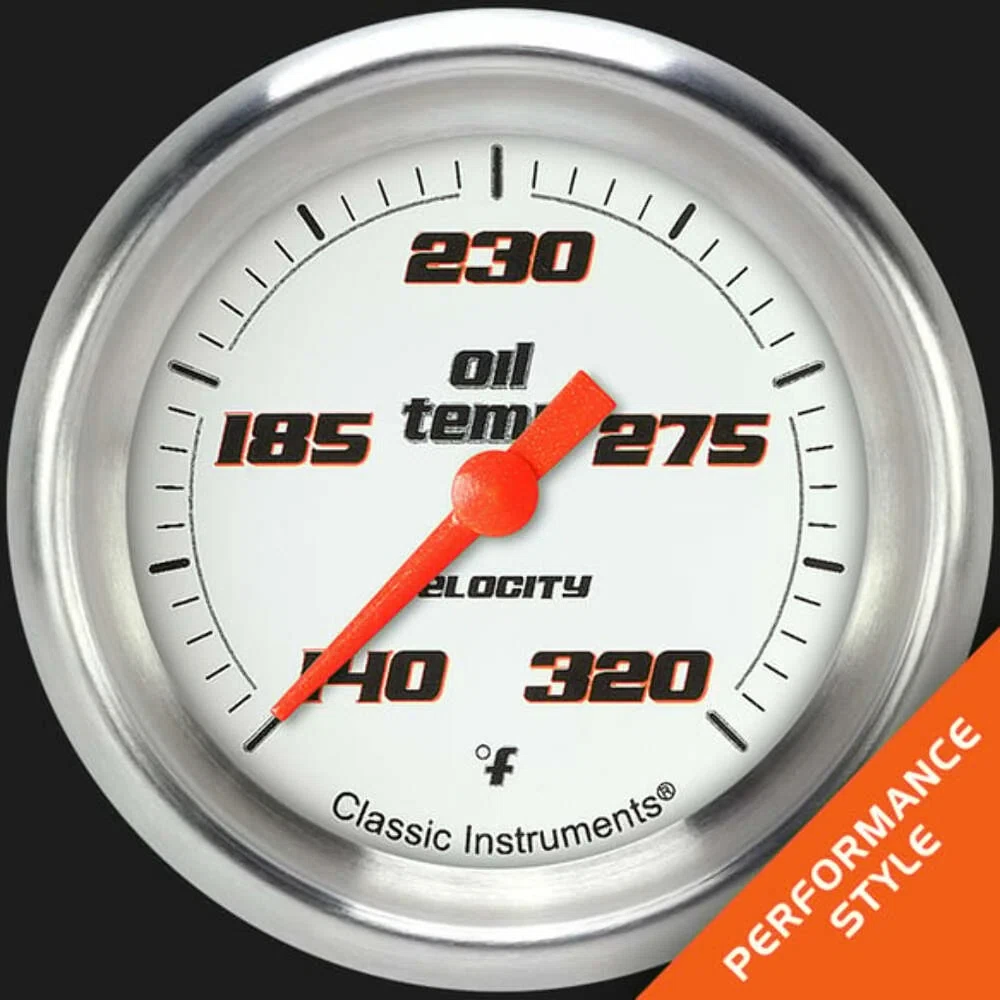 Velocity White 2 5_8_ Oil Temperature Gauge VS328WAPF
